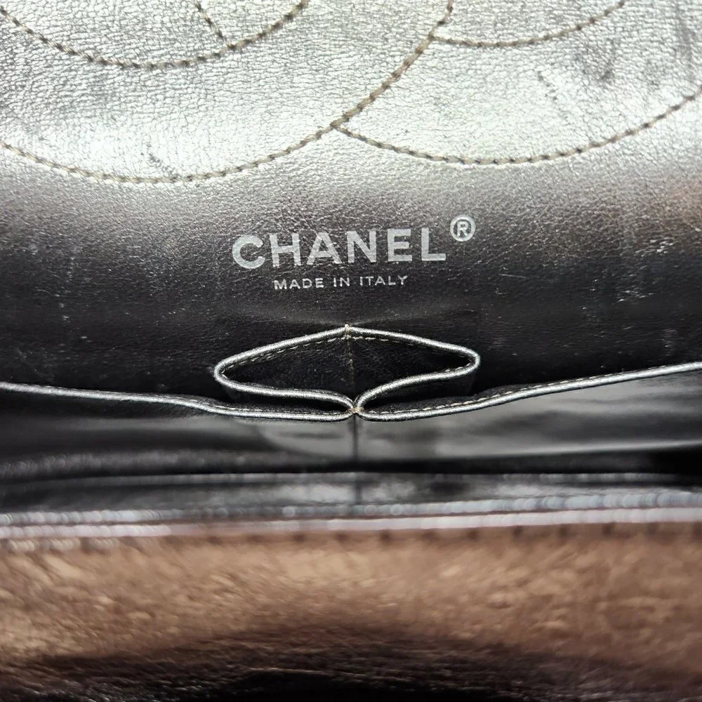 Chanel Metallic Quilted Aged Leather Reissue, Authentic